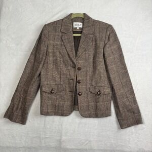VTG Jessica Sport Plaid Blazer‎ Suit Jacket Long Sleeve Brown Women's Size 8
